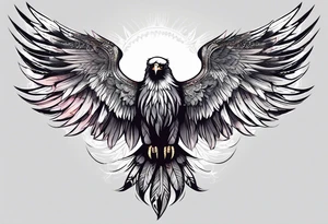 condor wings spread upper back tattoo idea