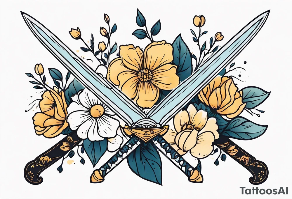 Sword and flowers tattoo idea