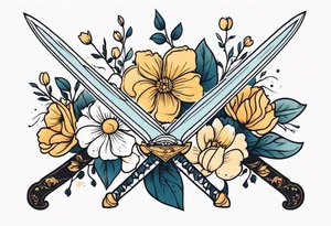 Sword and flowers tattoo idea