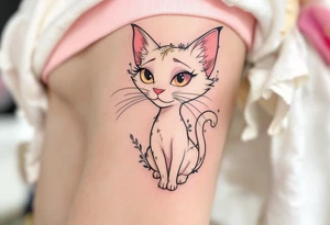 This tattoo of Marie in creamy white with pink details is pure The Aristocats magic. tattoo idea