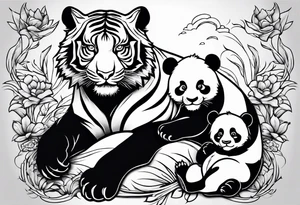 Baby tiger and panda hanging out tattoo idea