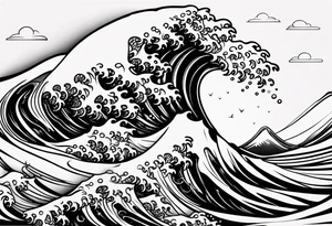 Single line ocean wave tattoo idea