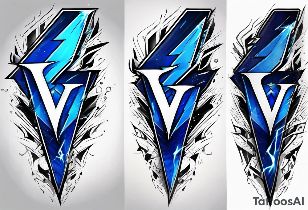 Blue Lightning forming The Letter V tattoo idea