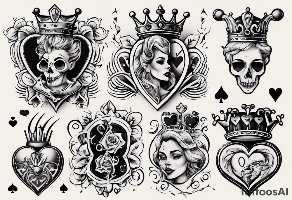 king and queen of hearts tattoo idea