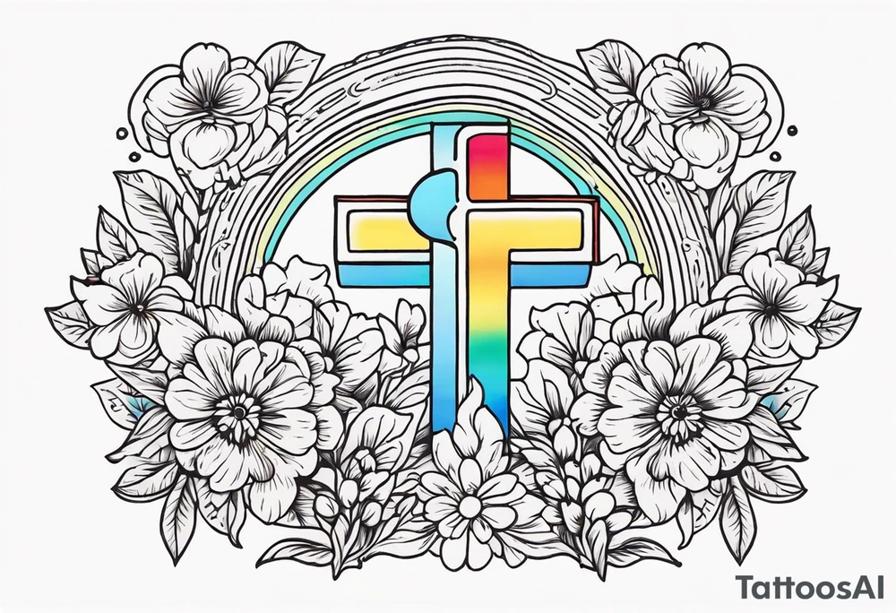 rainbow
old school vintage simple traditional design surrounded by vintage flowers cross



bold color simple tattoo idea