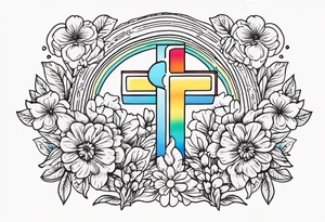 rainbow
old school vintage simple traditional design surrounded by vintage flowers cross



bold color simple tattoo idea