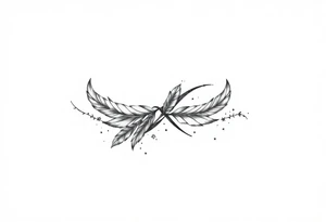 infinity symbol woven with floating feathers and stardust tattoo idea