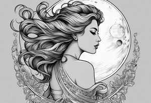 The moon depicted as a female figure tattoo idea