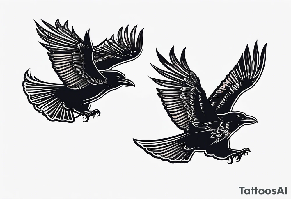 3 ravens in flight tattoo idea