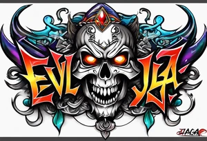 Graffiti art of the name Evil Jaga tattoo idea