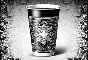 20 oz cup Christmas motif with a blank spot to engrave a name in the middle tattoo idea