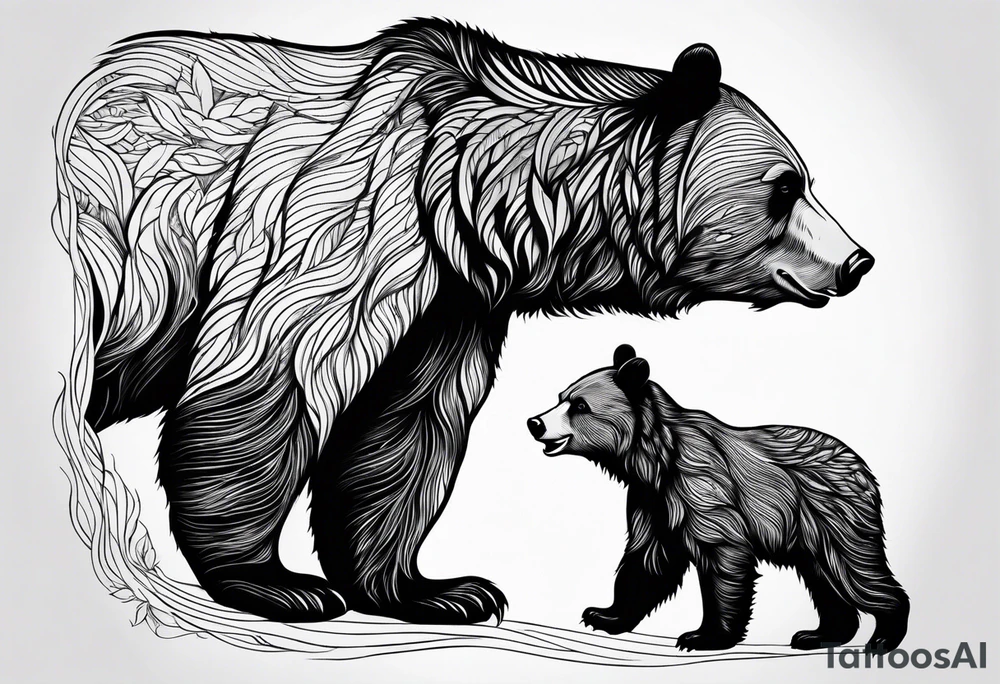 mother bear with cub looking at each other tattoo idea