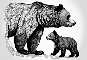 mother bear with cub looking at each other tattoo idea