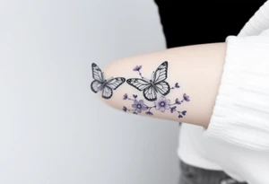 spring violet flowers and butterflies, more butterfly, and sprinkels, flower are violet il want long for arm tattoo idea