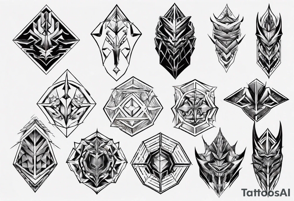 Dragon leg armor geometrical tattoo idea