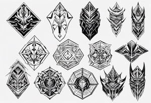 Dragon leg armor geometrical tattoo idea