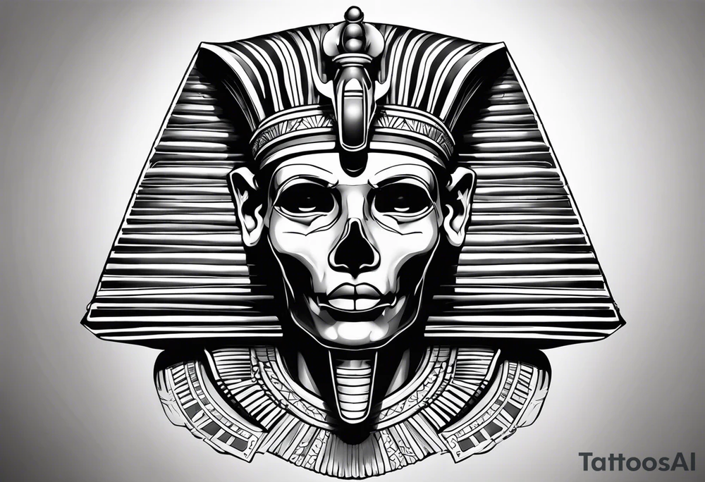 pharaoh skull realistic tattoo idea