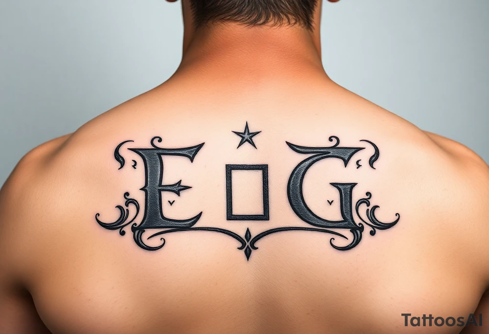 Initials ECG or Property of ECG make it look Hebrew tattoo idea