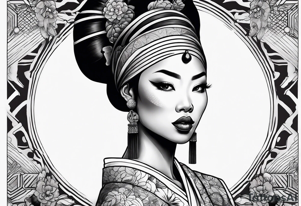 African geisha Japanese traditional style tattoo tattoo idea