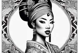 African geisha Japanese traditional style tattoo tattoo idea