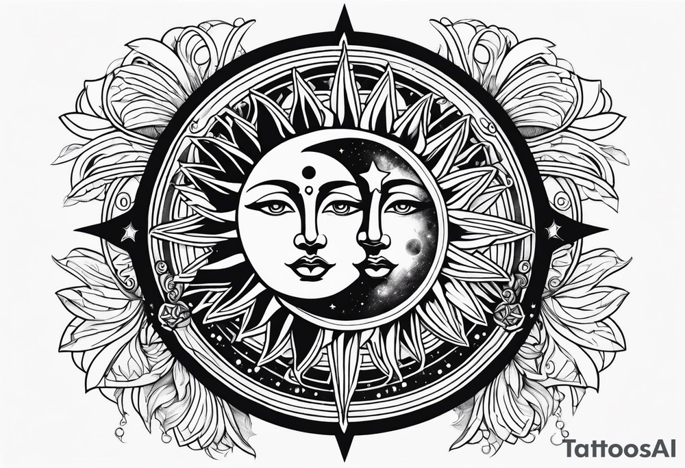 Sun and moon tattoo idea
