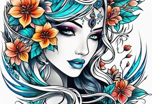 water and flowers tattoo idea