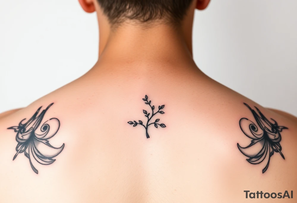 thin simple clean wines with small branch off tattoo idea