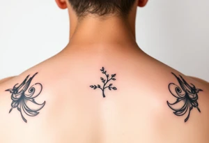 thin simple clean wines with small branch off tattoo idea