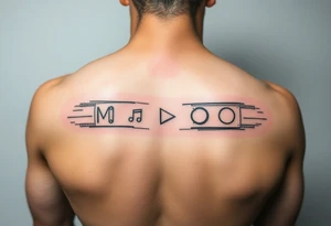 Abstract Line tattoo of pause, play, rewind, & stop with mental and spiritual awareness tattoo idea