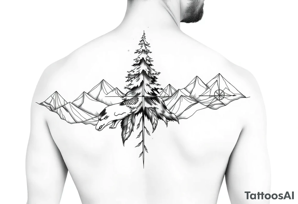 Fine line nature themed upper arm half sleeve tattoo idea