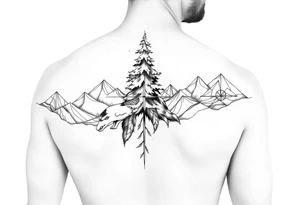 Fine line nature themed upper arm half sleeve tattoo idea