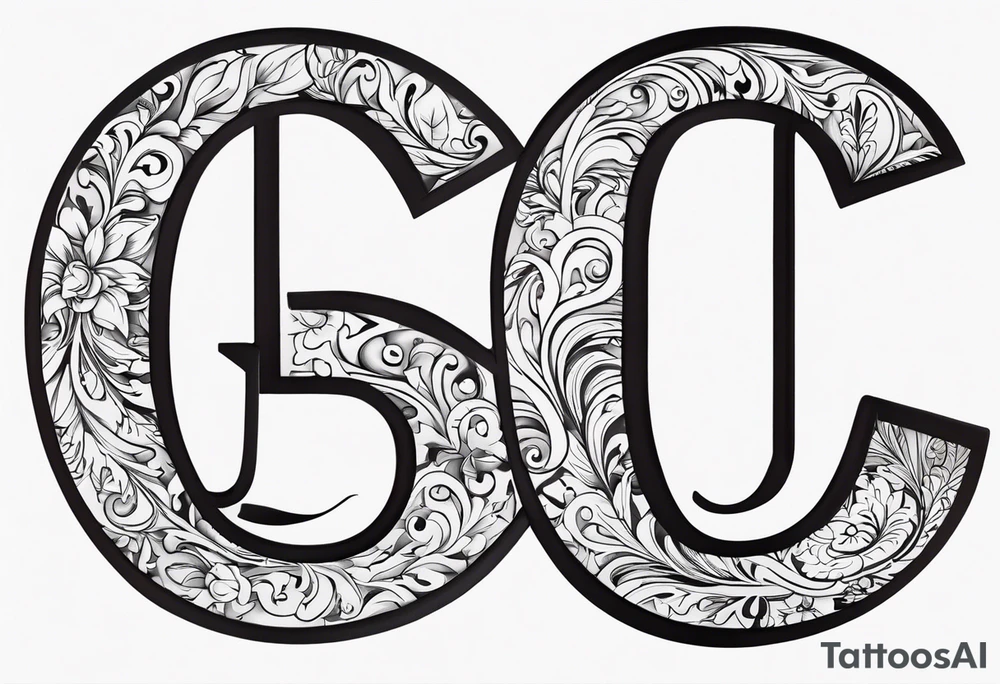 Infinity symbol, capital letter B in the center, capital letter J in the left side, capital letter J in the right side tattoo idea