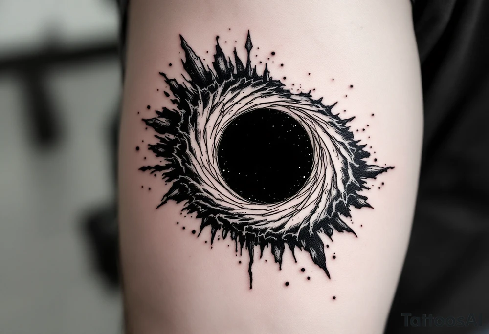 2 different worlds on both sides of a black hole tattoo idea