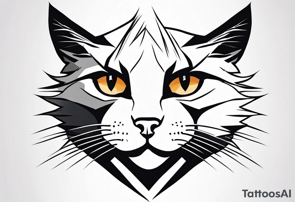 Edgy cat portrait with a spiked collar tattoo idea