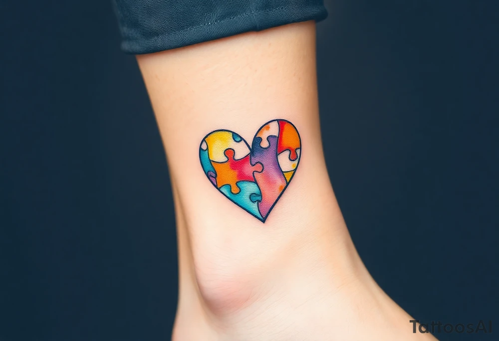 autism heart puzzle shape symbol tattoo idea