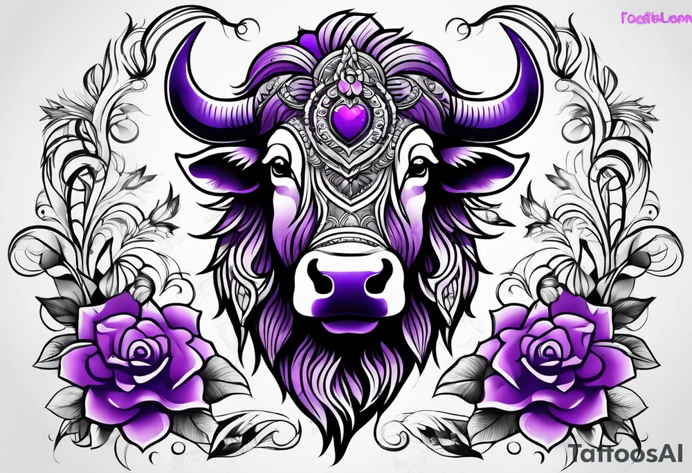 purple buffalo tattoo idea