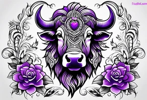 purple buffalo tattoo idea