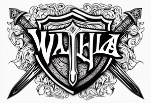 Valhalla world sword shield tattoo idea