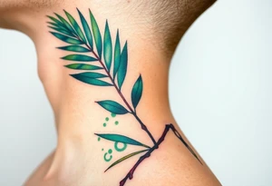 large palm leaves twisted side neck tattoo tattoo idea