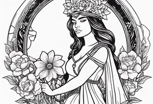 tarot justice woman flowers tattoo idea