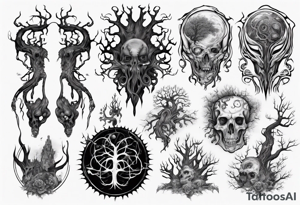 lovecraft them
with tree tattoo idea
