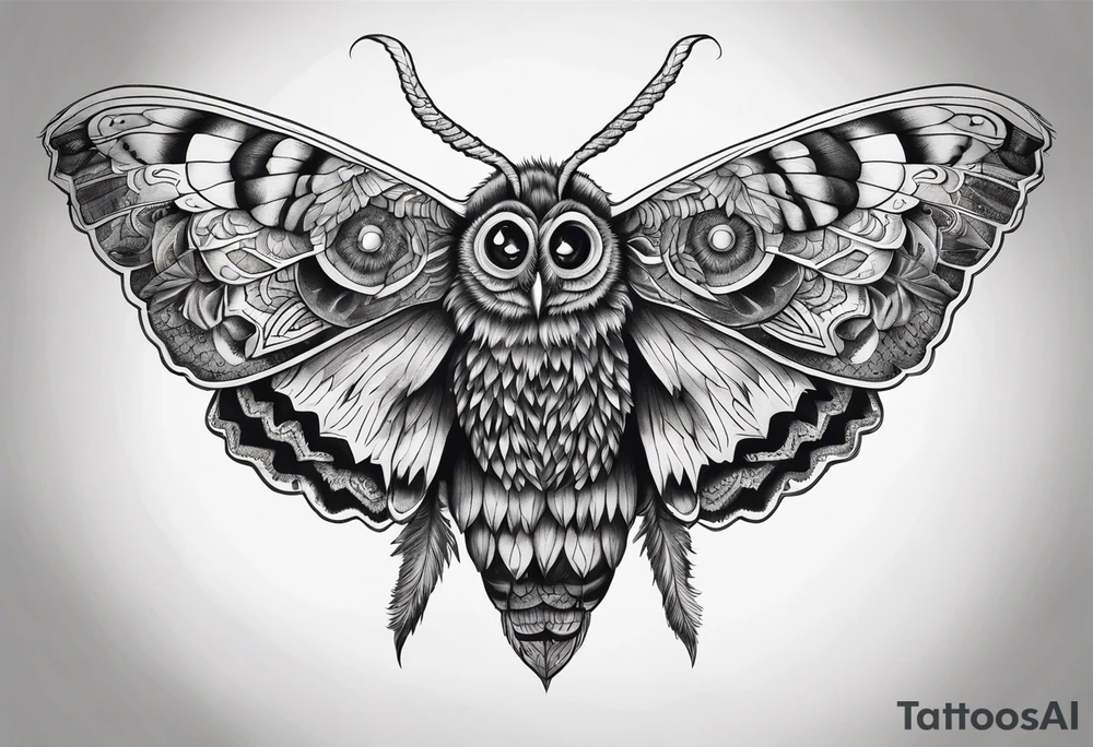 Dead head moth with owl eyes tattoo idea