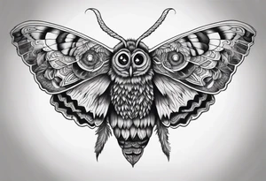 Dead head moth with owl eyes tattoo idea