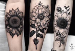 Sunflower daffodil, daisy, rose, Adler, chrysanthemum, holly Birth flower tattoo idea