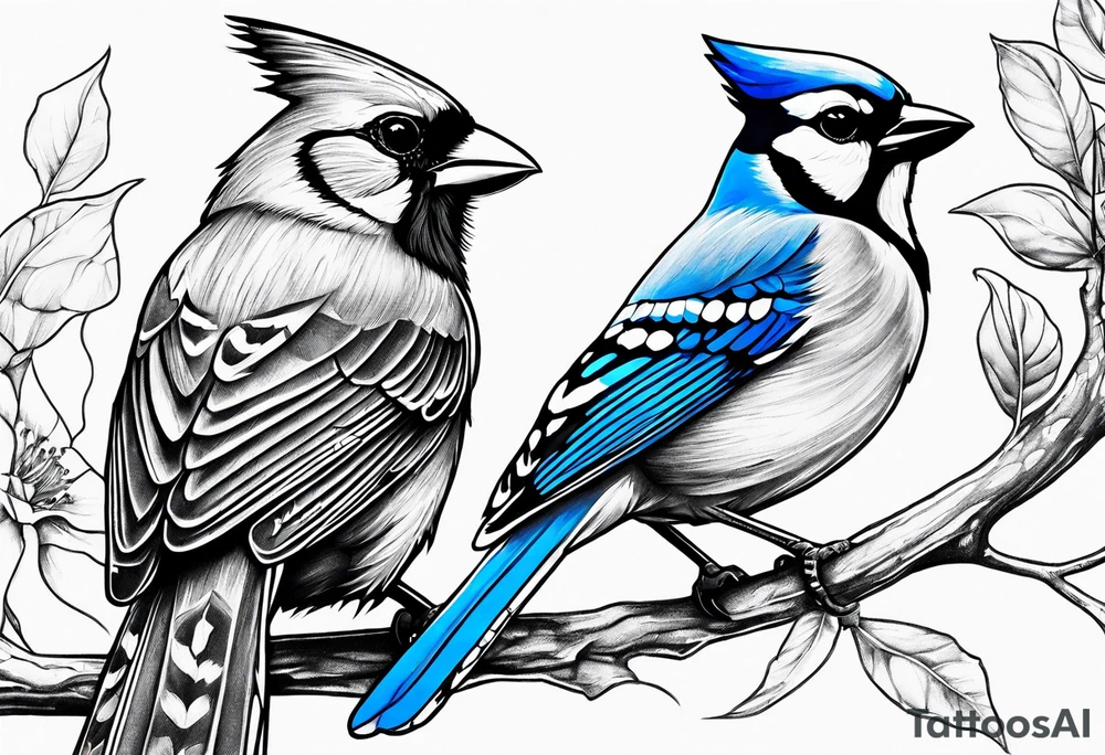 Cardinal and blue jay tattoo idea