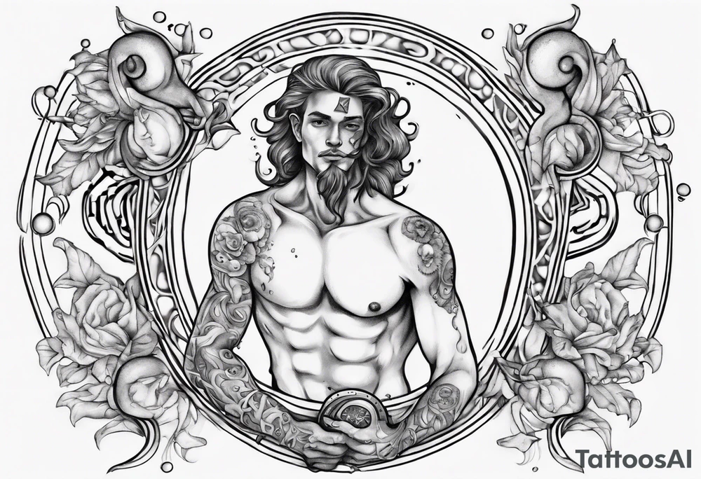 The Zodiac sign Aquarius in Human male form . tattoo idea