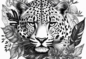 Leopard and snake in the leaves tattoo idea