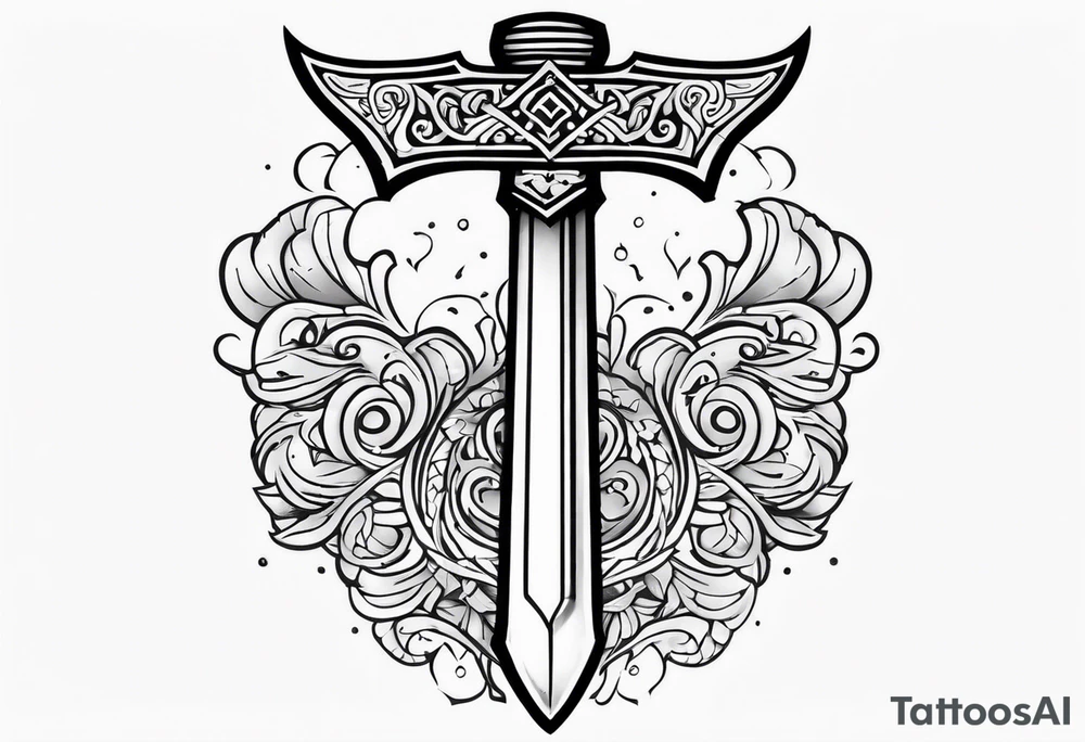 Valhalla axe sword tattoo idea