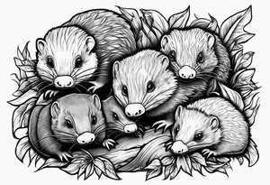 Australian Platypus, Echidna, Wombat & pygmy Sugar Glider tattoo idea