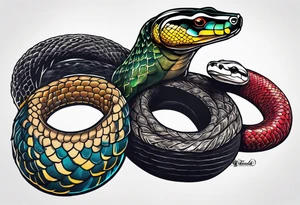 Three headed snake and honey badger tattoo idea